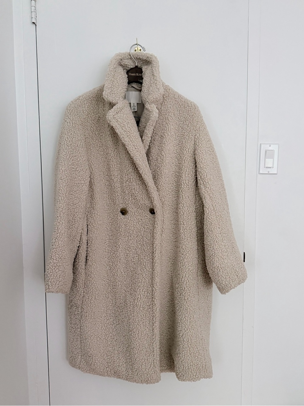 Women's Cream Teddy Faux-Sherpa Coat